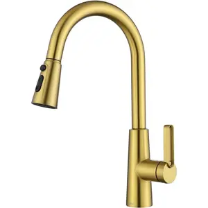 Kitchen Faucet with Pull Down Sprayer, Modern Sink Faucet for 1 or 3 Hole, Single Handle Bar Faucet with Deck Plate