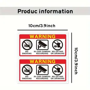 car window sticker- self-adhesive safety sticker, No smoking, no filming, no eating, durable and long-lasting, clear and compliant with vehicle regulations, suitable for cars, trucks, and office vehicles, Premium Quality