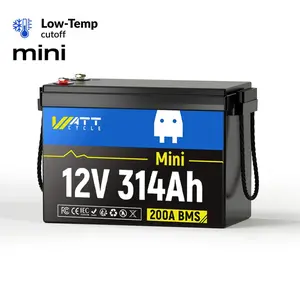 WattCycle 12V 314Ah Mini with  LiFePO4 Battery with 200A BMS, Low-Temperature Protection, Ideal for RVs & Off-Grid Systems，Solar system -Batería de litio de 24 V, Generator, Portable Power Station for Home Backup Power，Scalable power output solar powered