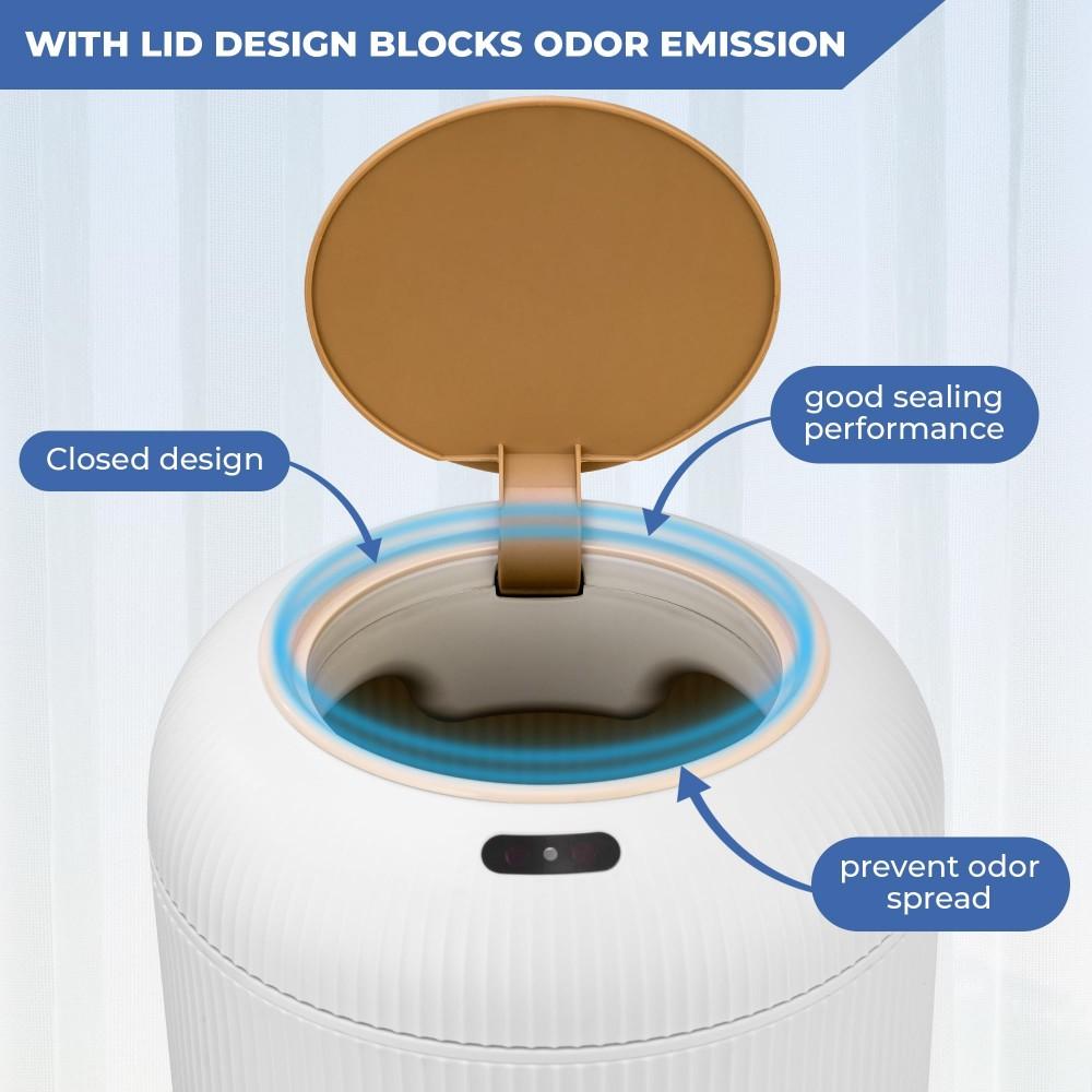 1 Pack 12L Induction Trash Can, Waterproof Slim Motion Sensor Waste Bin, Modern Nordic Automatic Garbage Bin for Bathroom Kitchen Bedroom Office