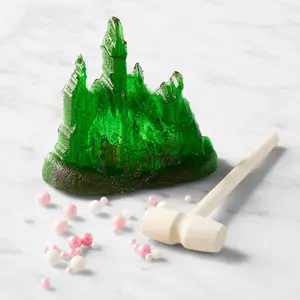 Wicked Breakable Sugar Emerald City Hand-Poured Hard Candy with Green Apple Flavor & Wooden Mallet for Movie Nights & Watch Parties