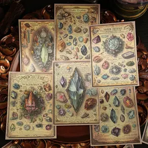 Vintage Gemstone Pattern Material Paper, 20pcs/bag Scrapbooking Paper, DIY Decorative Paper for Scrapbooking & Journal Making, Scrapbook Materials