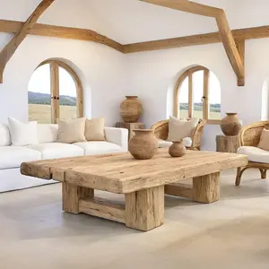 Mediterranean Coastal Rustic Wooden Coffee Table – Custom Handmade