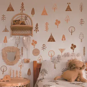 Forest Tree Wall Decals, Nordic Style Wall Stickers,  1 Sheet Peel and Stick Removable Wall Decors for Living Room, Kid's Room, Nursery, Baby Room, Bedroom, Playroom