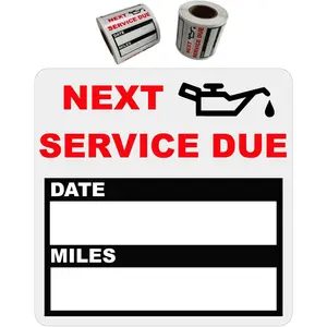 200 Count Clear Oil Change Stickers, 2 X 2 Inches Removable Auto Maintenance Next Service Due Reminder Labels in Roll with Perforation Line