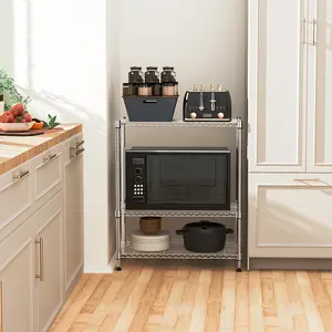 M MZG 750 lbs 3-Tier Storage Rack Metal Wire Shelving Unit Chrome/Black 13.8" D x 29.5" W x 35.5" H NSF-Certified Eco-Friendly Adjustable Wire Shelves for Laundry Bathroom Kitchen Pantry Closet Garage