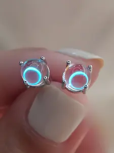 Elegant Women's 925 Silver Moonstone Earrings, Hypoallergenic Fashion Ear Studs, Simple Style Daily Wear Jewelry Gift, Fashionable Earrings