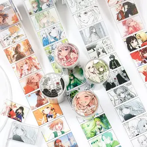 Anime Character Die-Cut Tape Roll, Japanese Cute Planner Sticker Material, DIY Scrapbook Decorative Paper, Journal Diary Calendar Greeting Card Cup Phone Case Frame Decoration, Scrapbook Materials