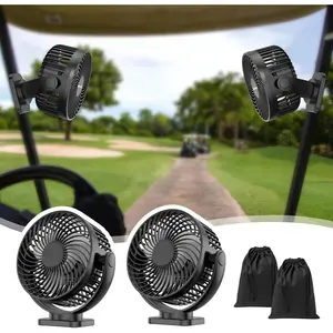 [Upgraded 2X ] 2-Pack  Golf Cart Fan Rechargeable, 12000mAh  Operated Portable Fan with Light,  Base, Suitable for EZGO Club  Yamaha, Golf Cart Accessories 2026