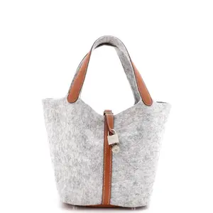 Pre-owned HERMÈS material Bucket Bags Hermes Picotin Lock Bag Felt with Leather MM by Rebag