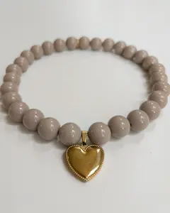 Polished Pup Taupe Beaded Dog Necklace