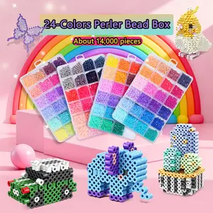 Creative DIY Handmade Bead Fusion Set, 24 Color Melt Beads Palette Supplement Pack, High Frequency Base Colors, Perfect for Art Crafts, Beading Making
