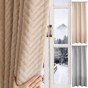 BTTO Blackout Soundproof Thermal Insulated Curtain for Bedroom, Living Room Quilted Thermal Lining Curtains for Cold and Heat Blocking Noise Reducing, 1 Panel