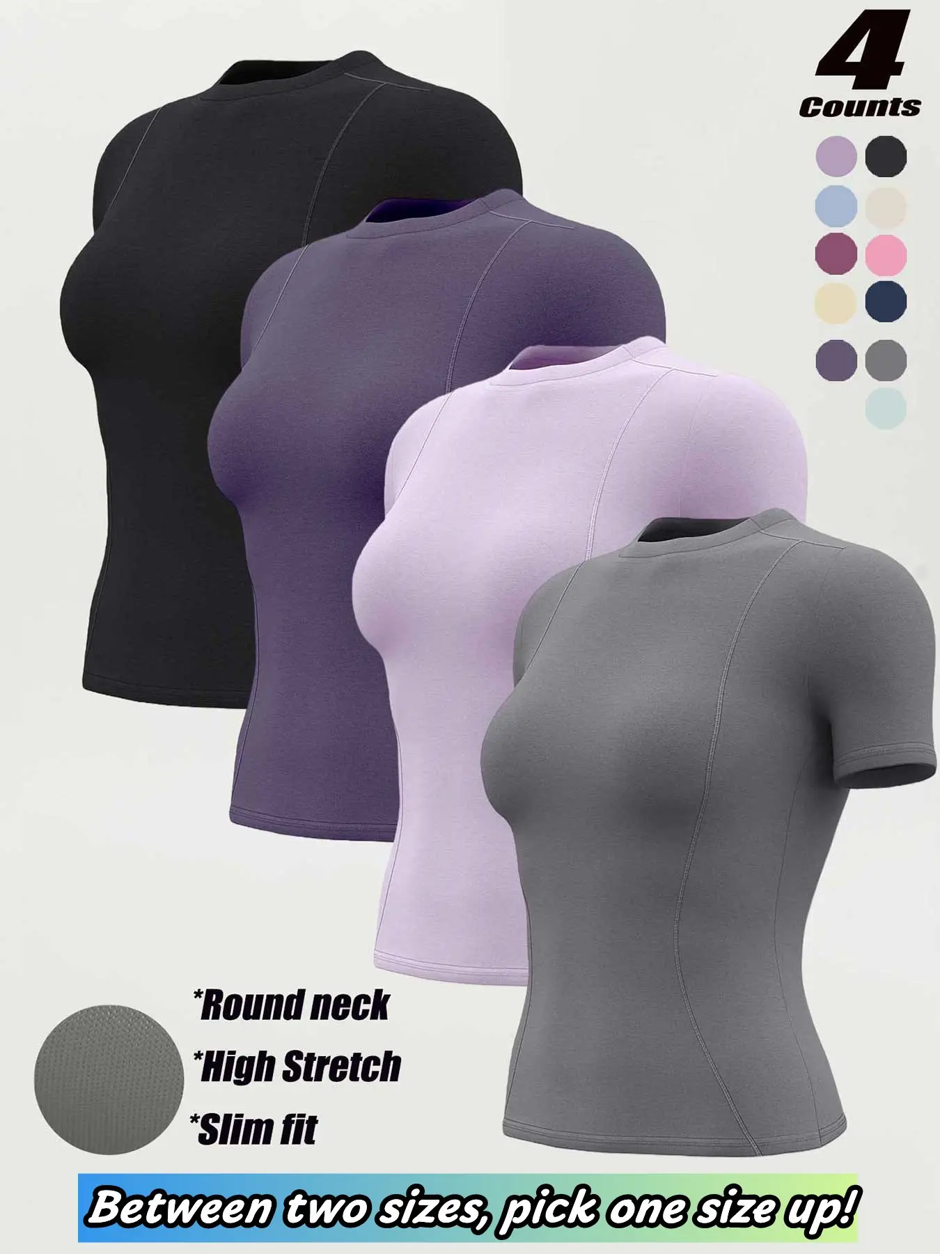 Women's Summer Short Sleeve, Basic Fitness Short Sleeve, Sporty Casual Short Sleeve T-Shirt, Breathable Tight Fit Sports Top, Casual Sports Tops, Multi-Pack
