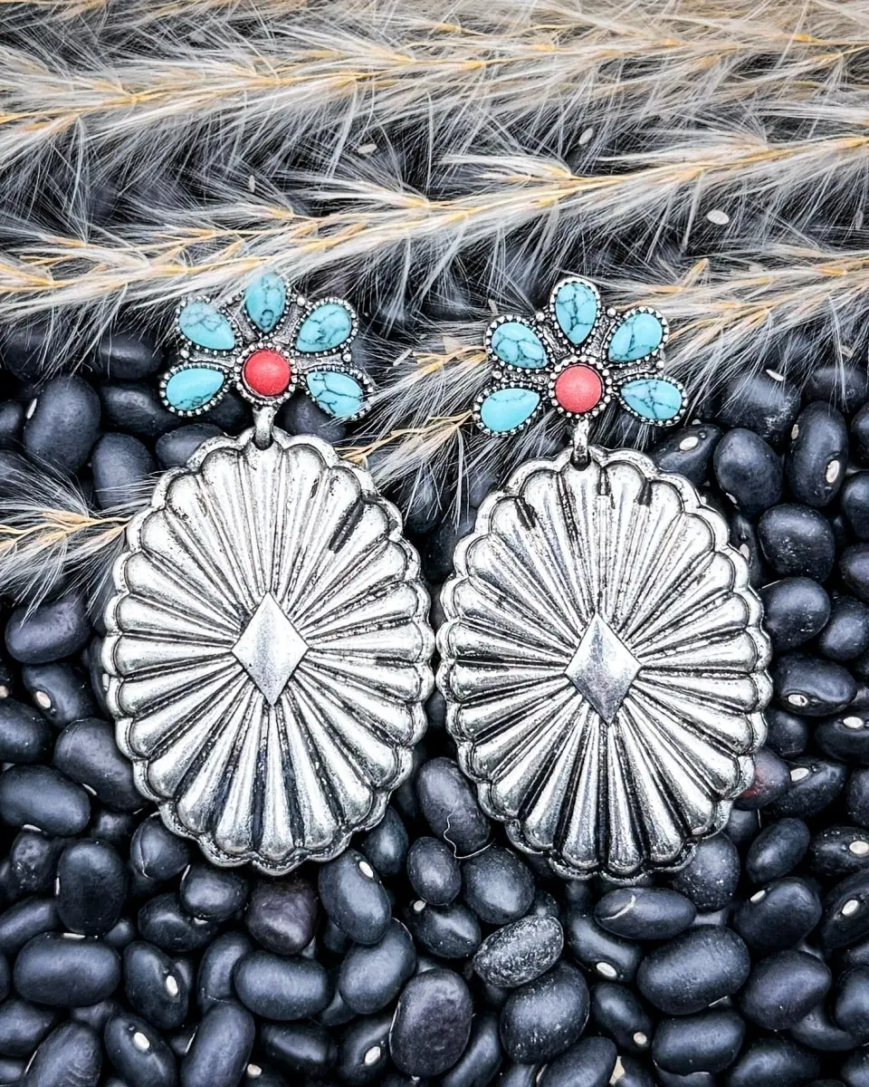 Avaline Concho Drop Stud Earrings, Trendy Fashionable Accessories for Daily Wear