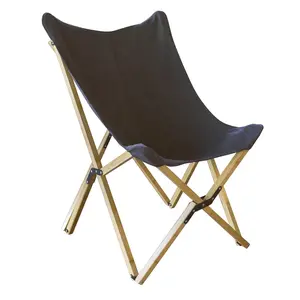 AmeriHome BFCBCBLK Canvas & Bamboo Butterfly Chair - Black