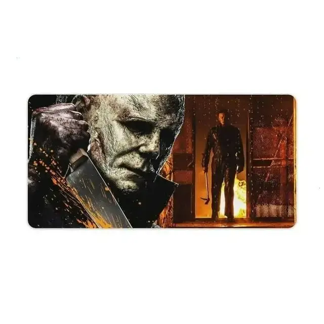 Michael Myers Kills Extended Gaming Mouse Pad No-sliped Large Desk Mat Stitched Edge Keyboard Mat Mousepad