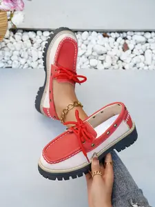 Women's Multicolor Vintage Patchwork Thick Sole Flatform Loafers, Retro Style Comfortable Summer Casual Shoes, Perfect for Daily Wear