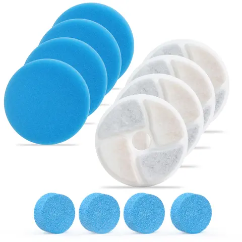 Cat Water Fountain Replacement Filters - 8-Pack Carbon+Resin Clean Replacements with Level-Check Window, Single/Multi Option, 4-Pack Option for Automatic Water Bowl, Pet Dispenser