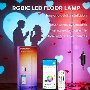 High-End Floor Lamps For Home Decoration,Ambient Night Lamp,Led Corner Lamp Works With App And Remote,Timer Setting,Smart Modern Floor Lamp With Music Sync And 16 Million Diy Colors,Color Changing Standing Lamp For Bedroom Living Room,New Year'S Gift