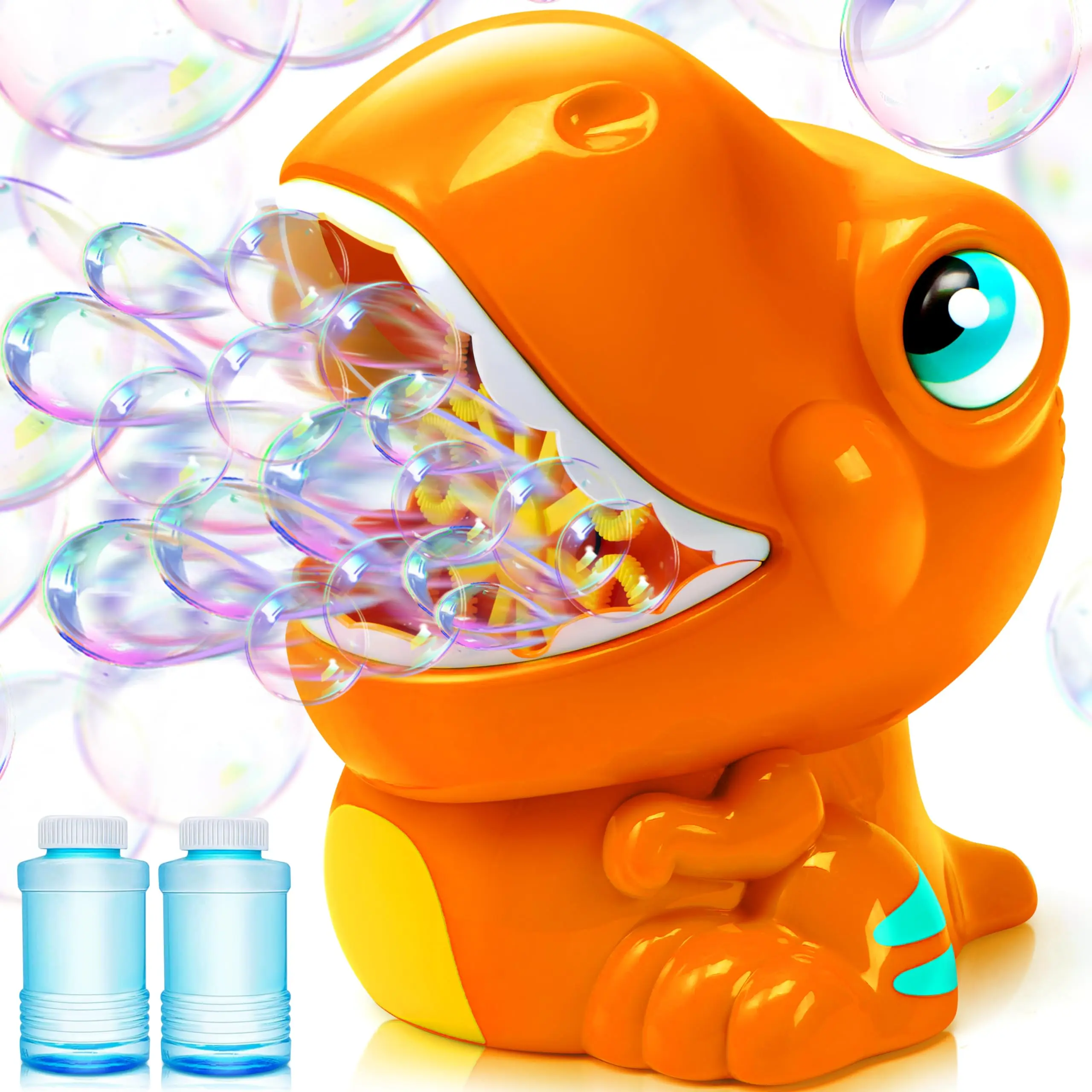 JOYIN Dinosaur Bubble Machine, Bubble Blower with Solutions for Kids, Summer Outdoor Indoor Toy, Dinosaur Party Favor, Kids Birthday Gift (Orange)  DealsForYouDays