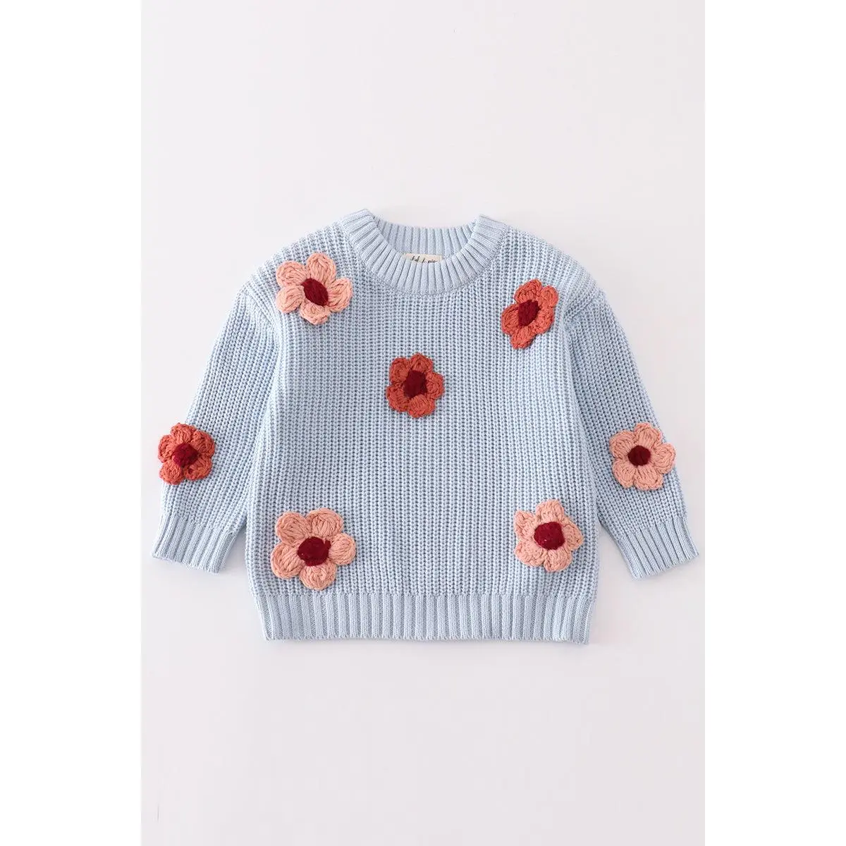 Blue floral hand-embroidery jumper sweater