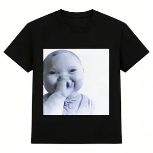 Smiling Face T-shirt -- "Don't Smile" Funny T-shirt, Y2K Trendy Streetwear, with Baby Pattern