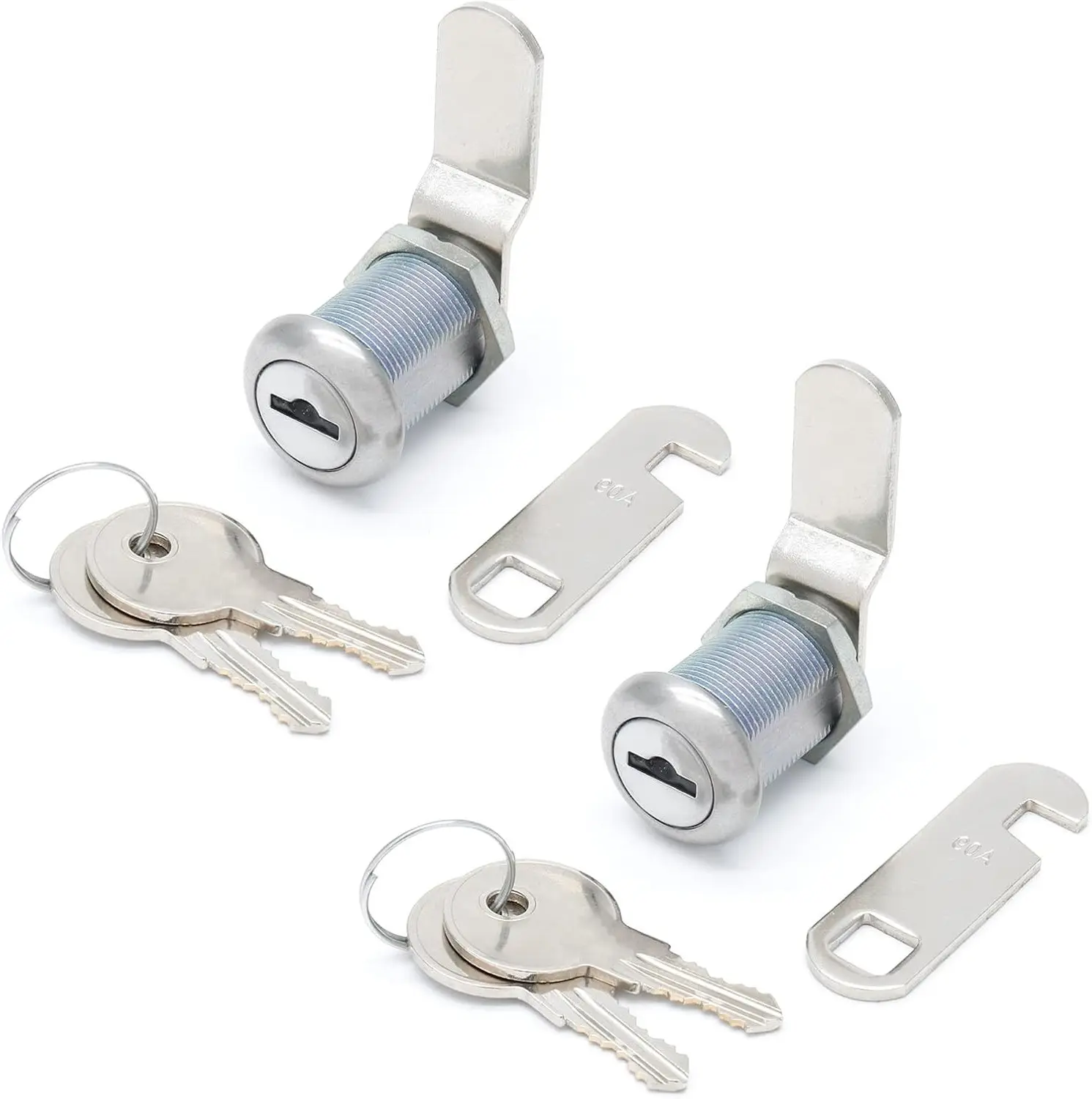 2 Pack 7/8" Cabinet Cam Lock Keyed Alike, Nickel Plated RV Mailbox Lock