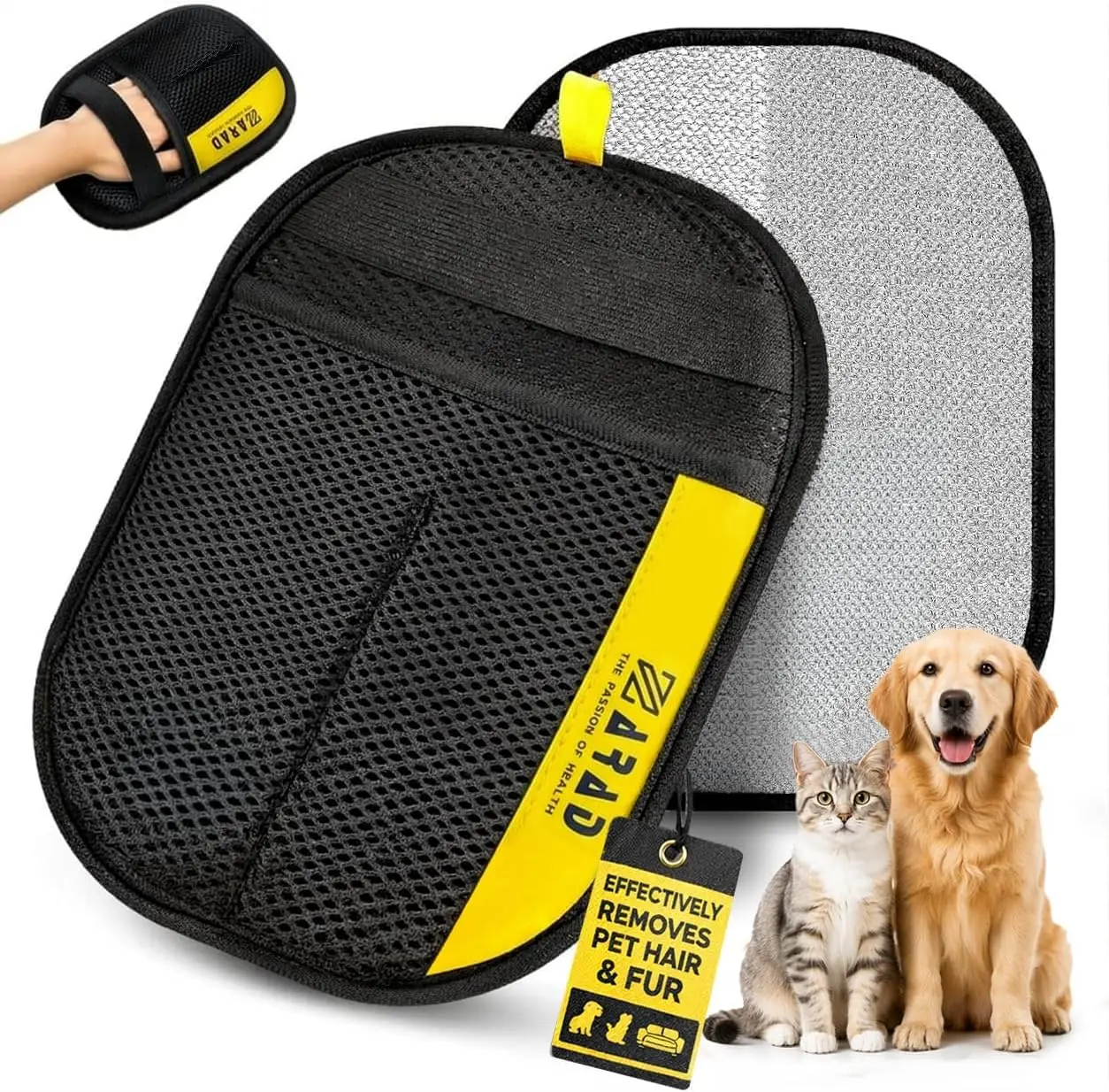 Halloween Fall Gift Black Rechargeable Right-Handed Fur Removal Tool Glove - One Size Solid Design, Powerful Electrostatic Breathable Mesh, Reusable & Durable, for Dogs/Cats/Rabbits, Furniture, Clothes (1, No Assembly Required)