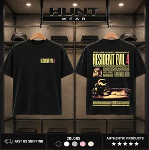 Resident Evil 4 Graphic Tee – Vintage Cotton T-Shirt for Game Fans, Casual Streetwear Menswear, Gamer Gift, Streetwear