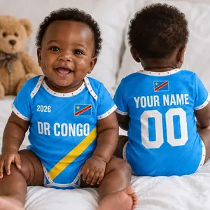 Personalized Dr Congo Baby Bodysuit, Custom Name Number Infant Soccer Outfit, Congo Baby Jersey M8R
