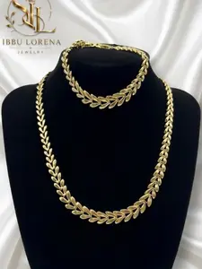 Set gargantilla y pulsera en oro laminado 14k