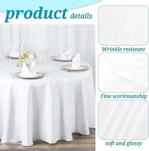 120" Round Polyester Tablecloth for Tables Washable Table Cloth for Wedding,Party,Banquet,Restaurant,Buffet Table
