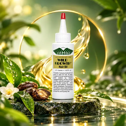 Wild Growth Hair Oil - 4oz, Haircare Root Enhancer Thickening Regrowth Formula Thicker Stronger Hair Strengthening Hair Strengthens Hair Rosemary Biotin