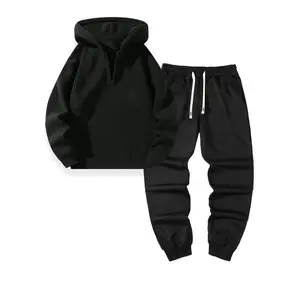 Men's Solid Zip Up Hoodie & Drawstring Waist Sweatpants Two-piece Set, Casual Fashion Cozy Breathable Two Piece Outfits for Daily Outdoor Wear, Men Clothes for Spring & Fall