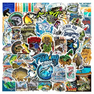 50pcs Outdoor Fishing Graffiti Stickers Waterproof Decals for Water Bottles Luggage Motorcycle Helmets Phone Cases