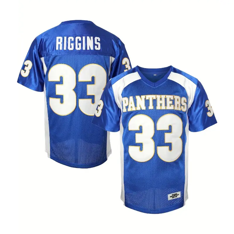 Men's Blue American Football Commemorative Jersey #33 - Friday Night Lights RIGGINS Athletic Tops, Quick-Dry Polyester Professional Sports Clothing, Outdoor Play & Indoor Wear, Sports Fan Gift
