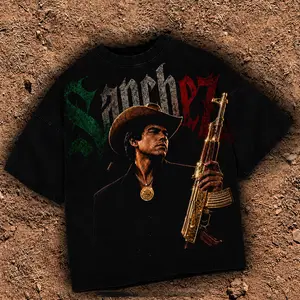 Sanchez Dont Mess With Texas Texas Washed T-Shirt For Men, Graphic Vintage Acid Wash Heavy Cotton Tee, Streetwear Oversized Cowboys Texas Mexican Fans, Made In US