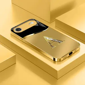 Suitable for [iPhone 17 Air] New high-end gold letter glass mobile phone case New business simple metal paint electroplating gold glass mobile phone case Affordable price Anti-drop and anti-fingerprint 995