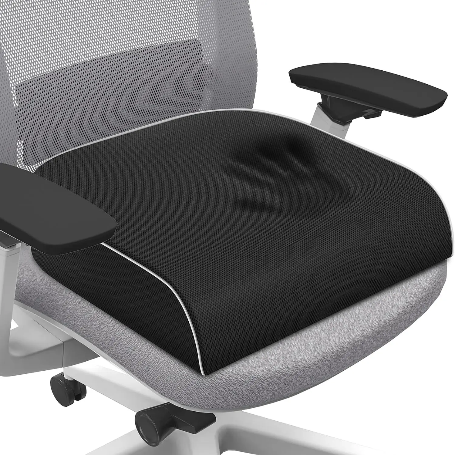 Seat Cushion for Tailbone Pain Relief, Office Chair Cushion, Chair Pad, Memory Foam Large Cushion with Non-Slip Cover for Soft Support at Office Chair, Car Seat, Airplane, Black/Large