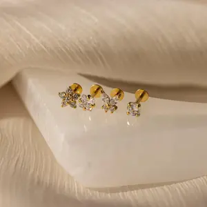 Pave Assortment Flat Back Set by Caitlyn Minimalist - Mixed Crystal Flat Back Stud Earrings - Butterfly Earrings - Floral Jewelry - Cute Daughter Gift