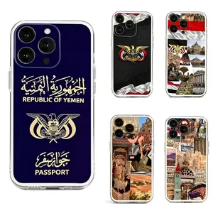 Yemen National Emblem Flag Passport Phone Cases  for iPhone 17, 16, 15, 14, 13, 12, 11 Pro Air Plus ProMax and Samsung S26-S22 Plus shock-absorbing phone cases, fashionable gift.