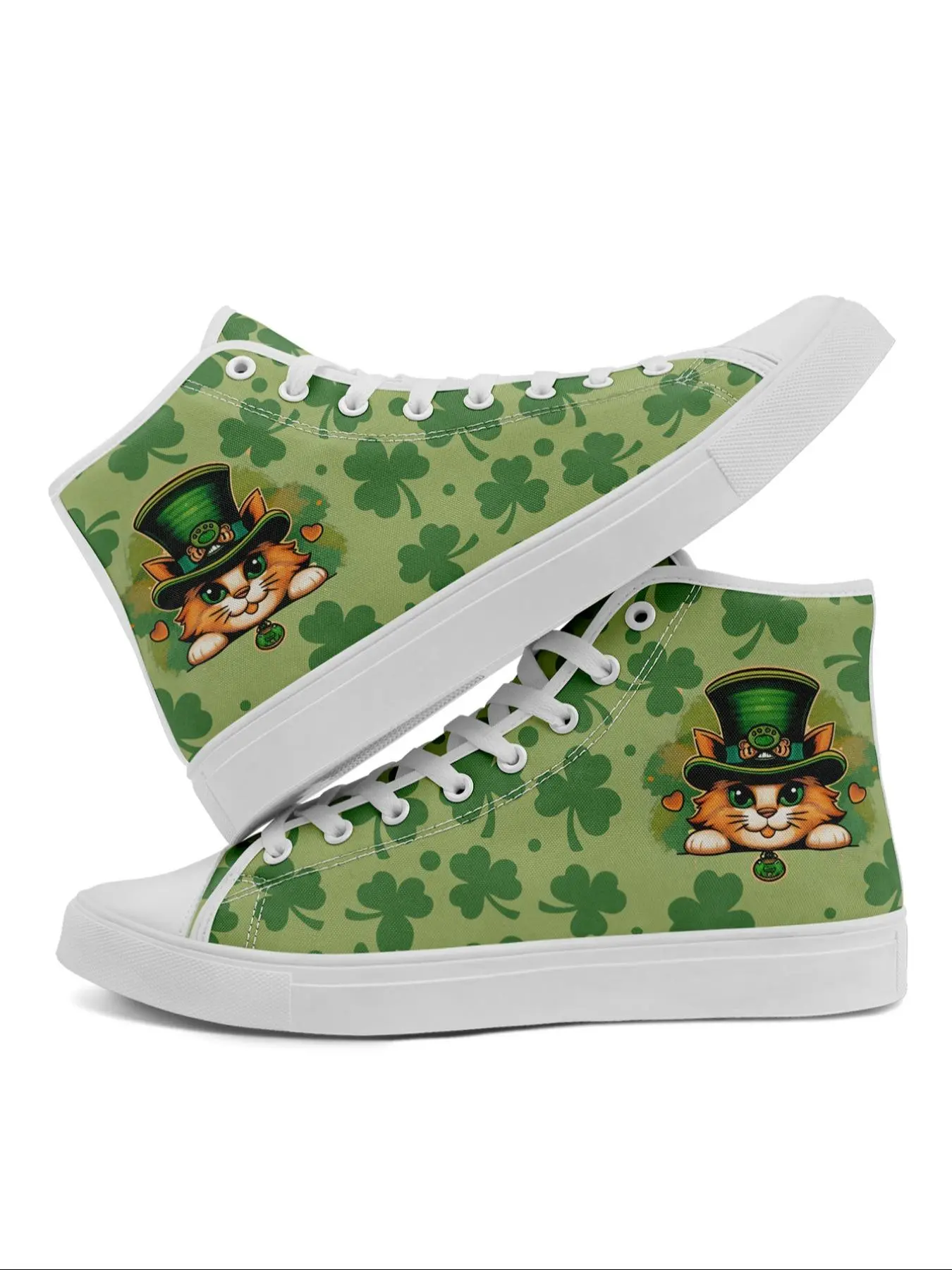 Women's Cute Cat Design Lace Up High Top Sneakers, Casual Comfortable Breathable Sports Shoes, Female All-match Round Toe Shoes for Daily Wear