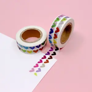 Colorful Rows of Hearts Washi