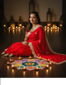 Georgette  Hand Gotta Patti Saree - Designer with Stitched Blouse