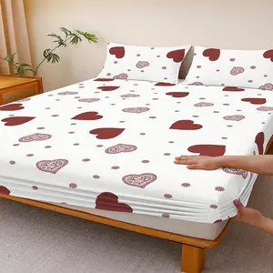 Fashionable & Comfortable Printed Fitted Sheet Set, Dustproof & Non-Slip Bed Protector, Soft & Breathable Deep Pocket Bedding, Ideal for Bedrooms & Dormitories – Affordable (Pillowcase Not Included)