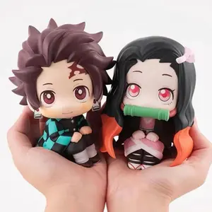 Kawaii Anime Demon Slayer Figure Kamado Nezuko Kamado Tanjirou Kawaii Q version Action Figura PVC Model Toy Gift
