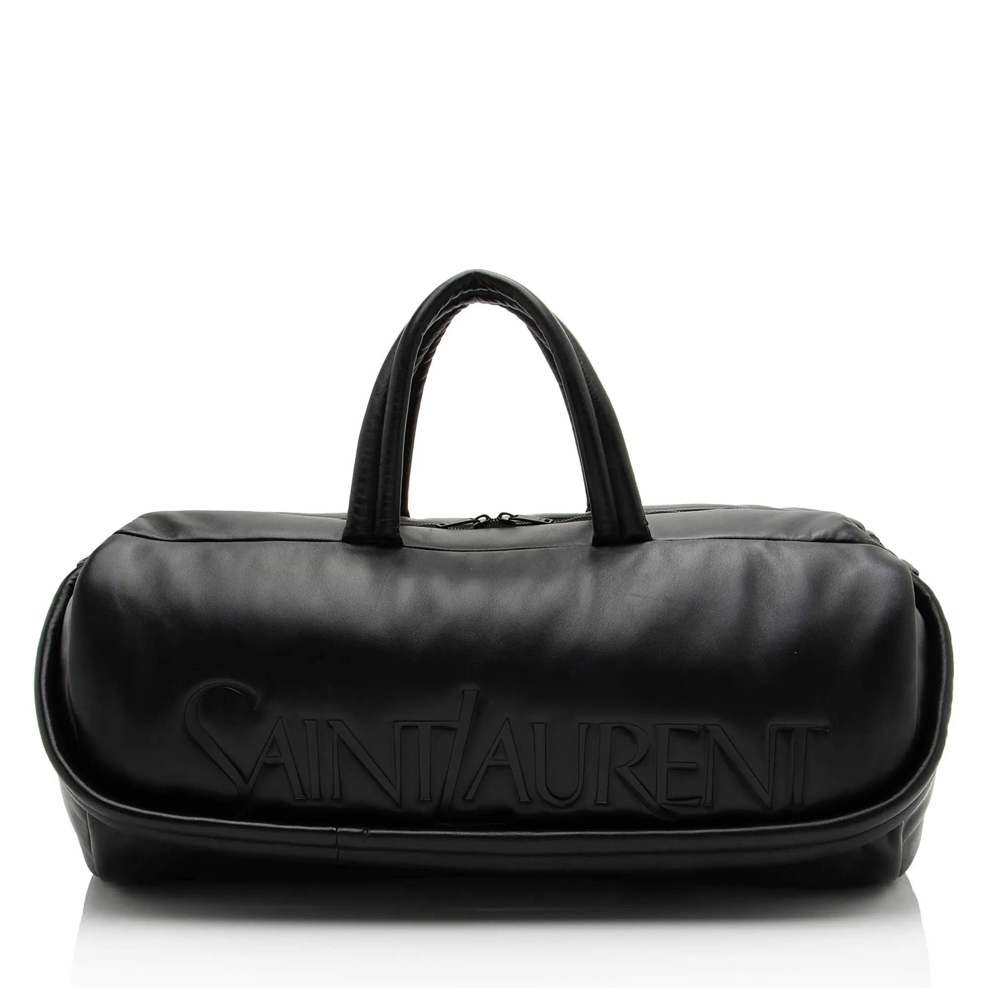 Pre-owned Yves Saint Laurent Lambskin Luggage Saint Laurent Logo Puffer Duffle