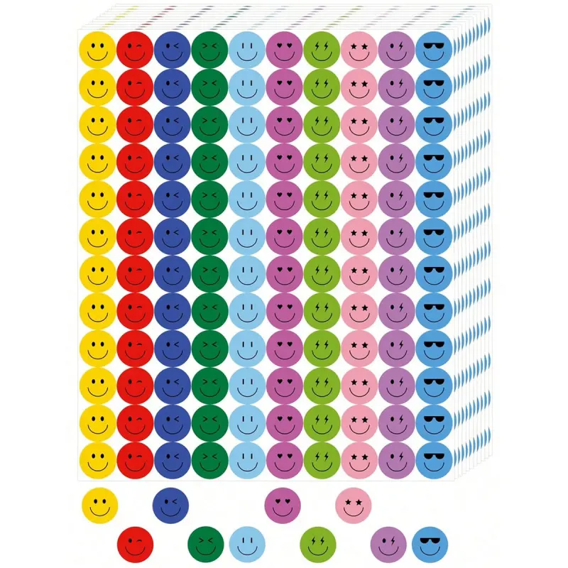 Smiley Reward Stickers - Teacher Supplies Decals, Self-Adhesive Happy Face Stickers for Praise & Recognition