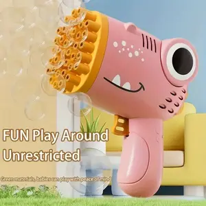 Automatic 40-Hole Dinosaur Bubble Gun, One-Touch Trigger, Kids Birthday Christmas Toy, or, No Batteries Included